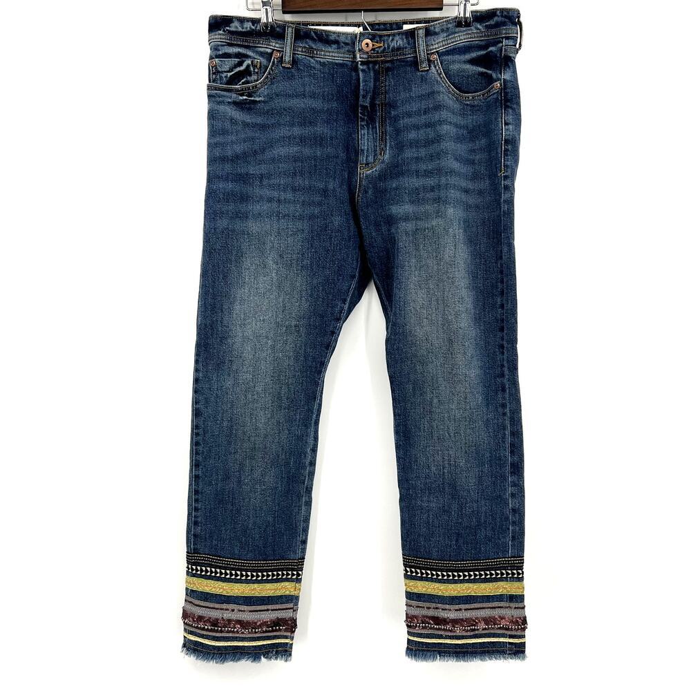 Pilcro and the Letterpress Anthropologie Slim Straight Detailed Hem Size 31